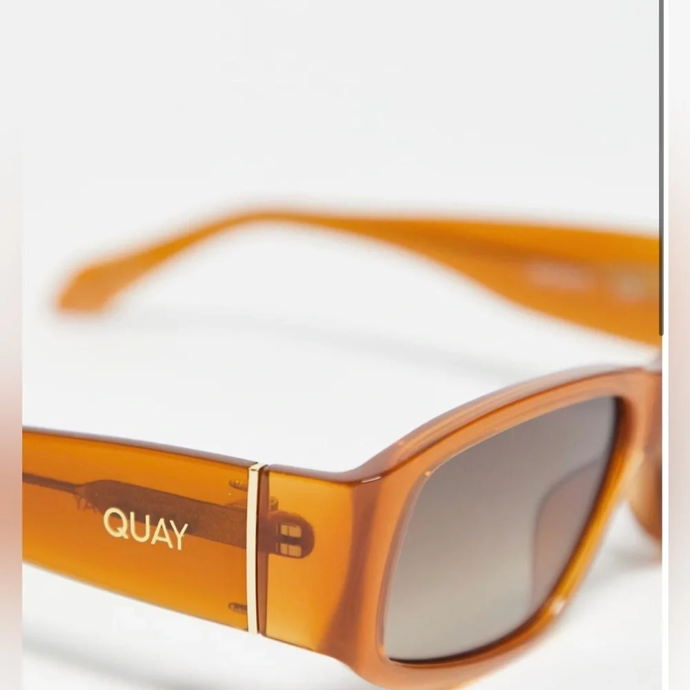 Quay No Envy caramel rectangular edgy wrapped‎ sunglasses new with acrylic case